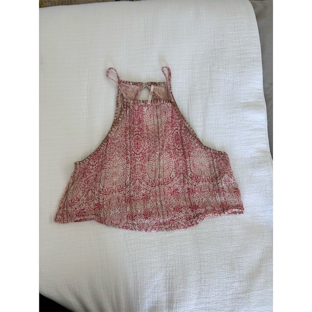 Free People 2 Piece Set Womens XS Ivory Red Print Halter Top Wrap Midi - Picture 3 of 8